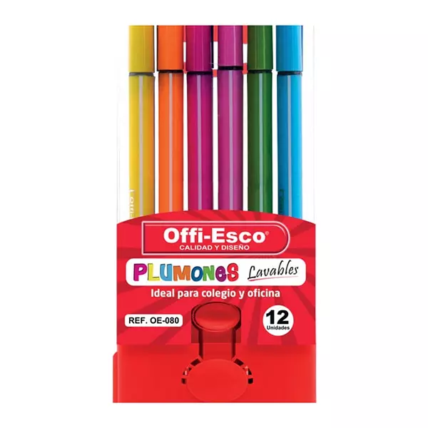 Plumones Lavables Offi-Esco x 12 Unidades