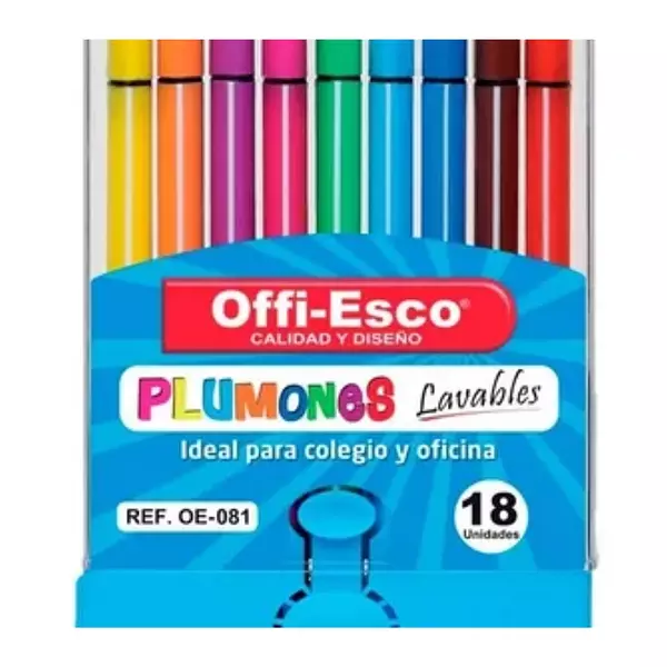 Plumones Lavables Offi-Esco x 18 Unidades